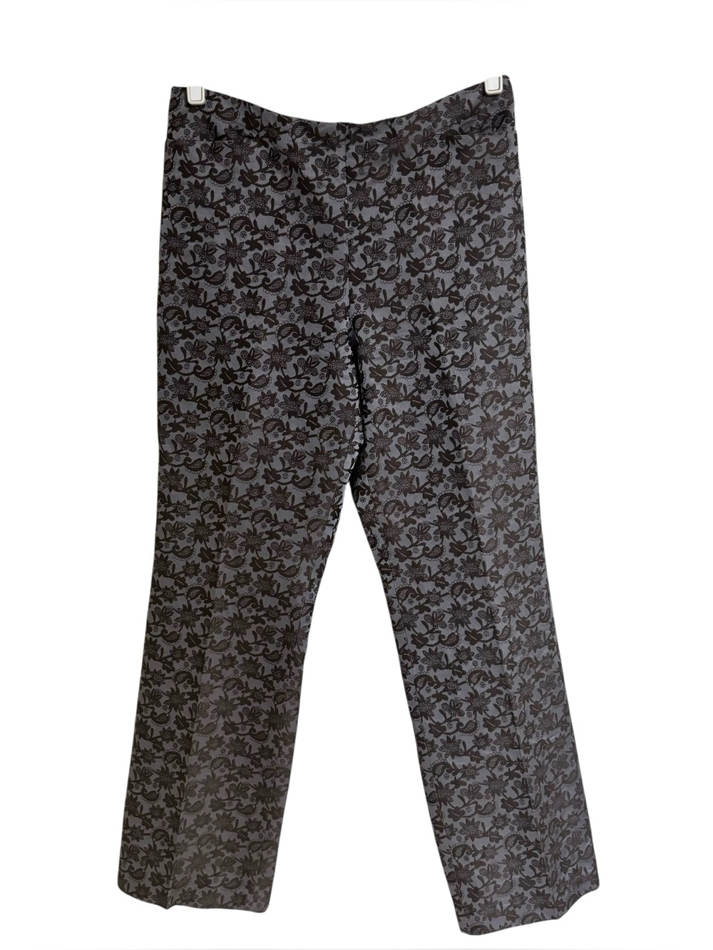 Sigrid Olsen Deco 20 gray dark floral jacquard print silk blend evening pants 12